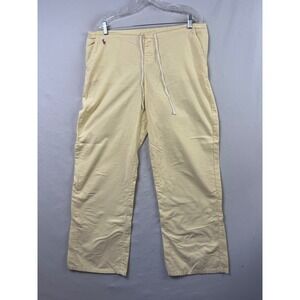 Ralph Lauren Pajama Pants Women L Yellow Beachy Cotton Drawstring Wide Leg